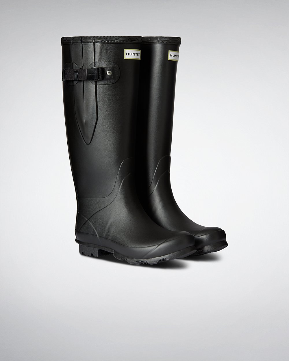 Womens Hunter Norris Field - Wide Fit Rain Boots Black - 6978-TDAZQ